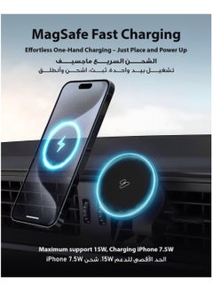 SKA 15W Magnetic Wireless Car Charger with Upgraded Air Vent Lock, Qi Fast Charging, MagSafe Compatible Car Phone Holder for iPhone 16/15/14/13 Series, Magnetic Mount for Stable & Secure Charging  - Image 2