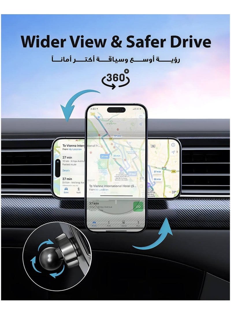 SKA 15W Magnetic Wireless Car Charger with Upgraded Air Vent Lock, Qi Fast Charging, MagSafe Compatible Car Phone Holder for iPhone 16/15/14/13 Series, Magnetic Mount for Stable & Secure Charging  - Image 5