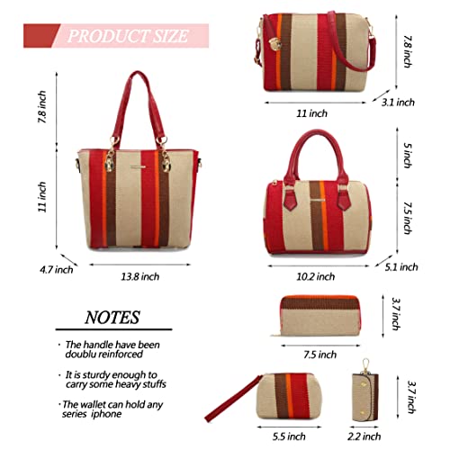 2E-youth Designer Purses And Handbags For Women Satchel Shoulder Bag Tote Bag For Work Clutch Purses(2H-stripe-red) - Image 3
