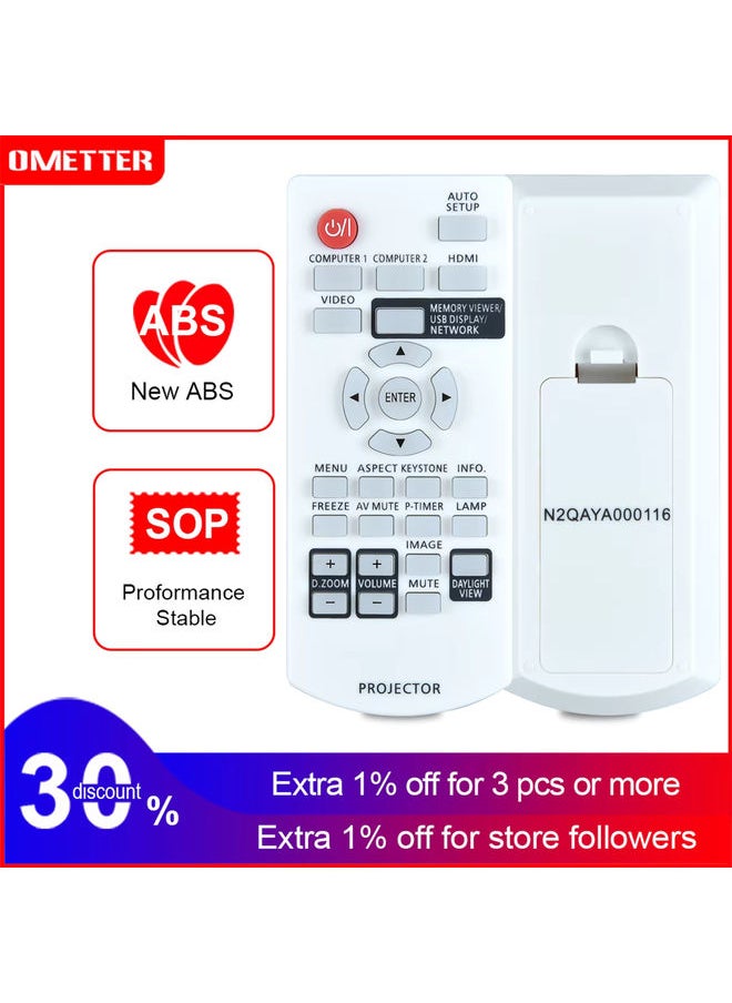 OMETTER - 2930094500 N2QAYA000110 remote control for panasonic projector N2QAYA000116 PT-TW340E PT-TW341RA PT-TW341RE PT-TW341RU LB360E - Image 1