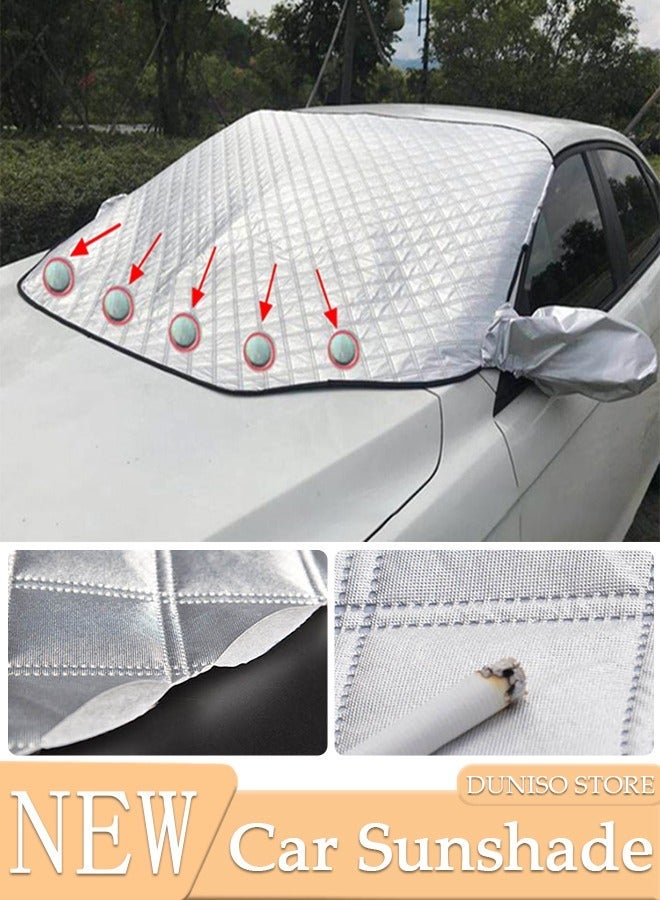 DUNISO Car Magnetic Windshield Snow Cover for Ice and Snow for Any Weather Winter Summer Thick Outside Frost Guard Windshield Sunshade Snow Cover with Side Mirror Cover UV Block Accessories - Image 1