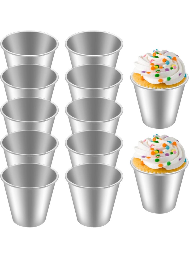 SYOSI Pudding Molds, Aluminum Baking Cups for Muffins Cupcakes and Desserts, Non Stick Reusable Baking Tins Easy Release and Durable, Ideal Baking Tools for Kitchen Home Party Use 12 Pieces - Image 1