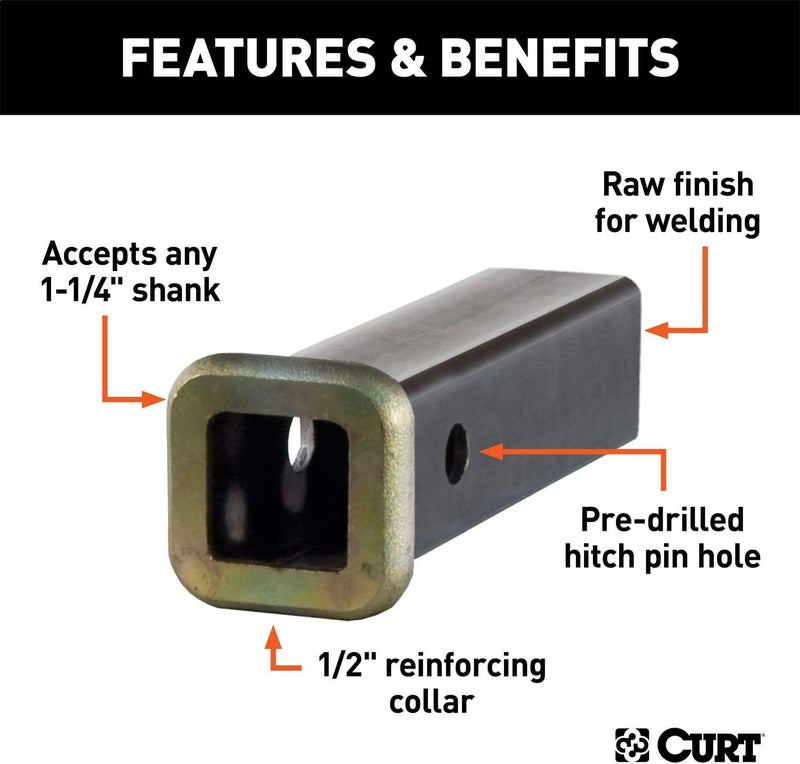 CURT 1-1/4-Inch x 6-Inch Weld-On Trailer Hitch Receiver Tube - Image 4
