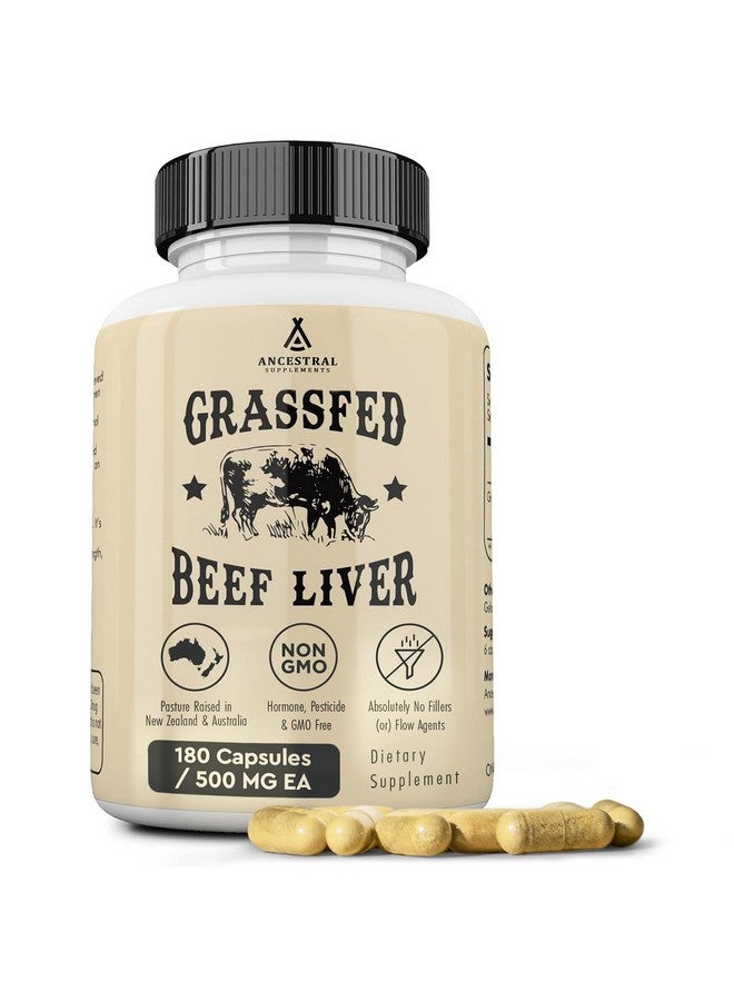 Ancestral Supplements Grass Fed Beef Liver 180 Capsules, Supports Energy Production, Detoxification, Digestion, Immunity and Full Body Wellness, Non-GMO, Freeze Dried Liver Health Supplement - Image 1