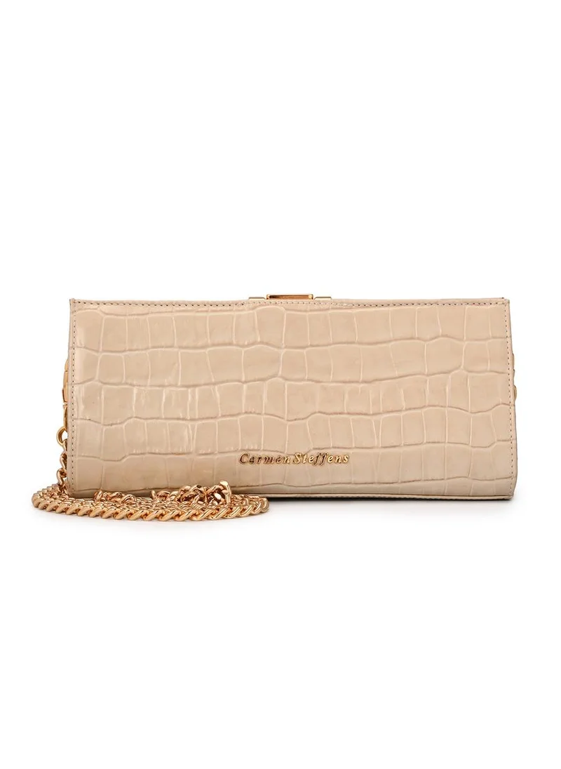 Carmen Steffens Off-white Croco Leather Crossbody Bag
