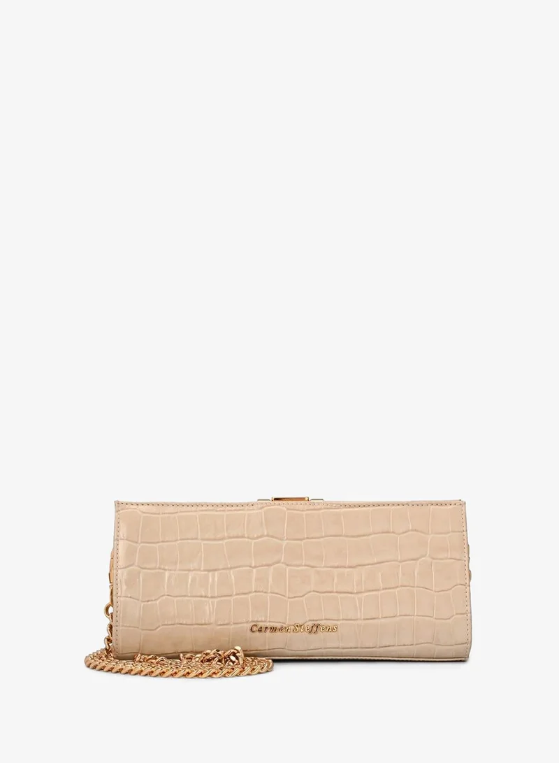 Carmen Steffens Off-white Croco Leather Crossbody Bag