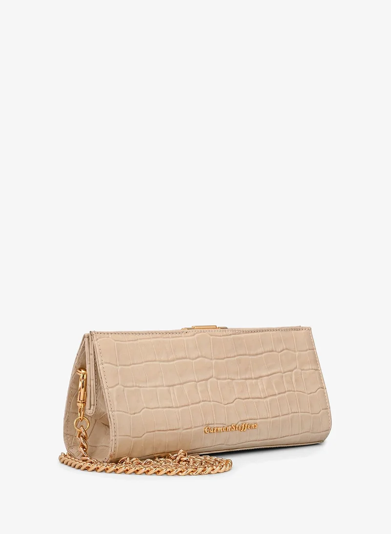 Carmen Steffens Off-white Croco Leather Crossbody Bag