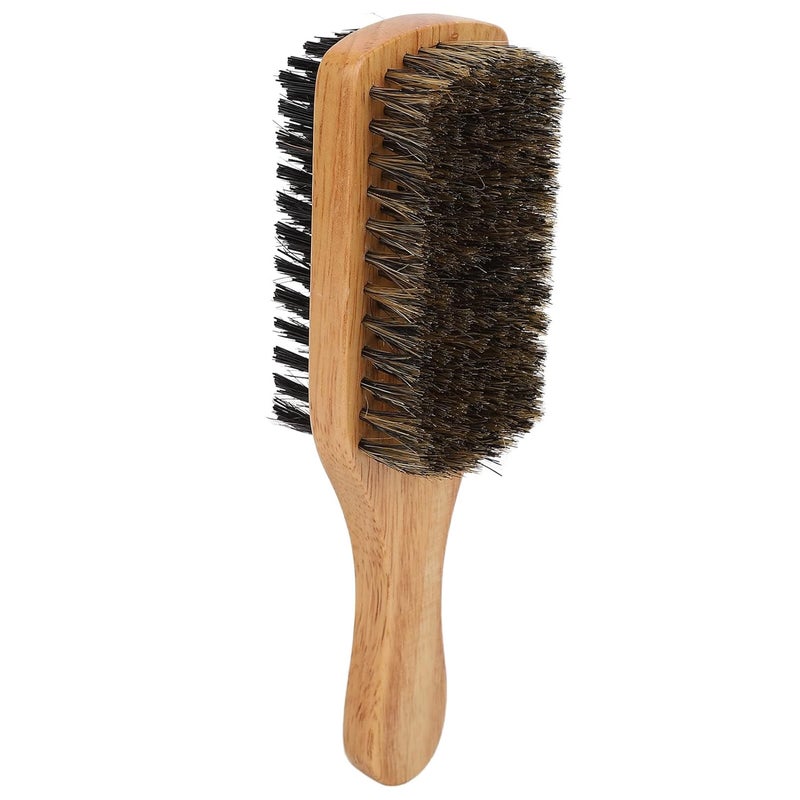 Brrnoo Double Sided Beard Brush Imitation Bristle with Rubber Wood Handle for Men Mustache Brush Beard Grooming Tool  Brown