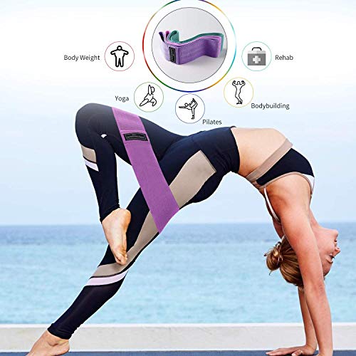 Wearslim Natural Rubber Professional Resistance Bands for Legs and Butt, Exercise Bands Set Booty Bands (Large, 16.5 Inch)- Purple - Image 5
