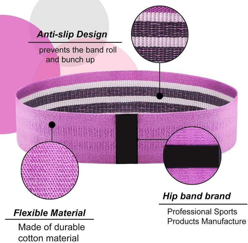 Wearslim Natural Rubber Professional Resistance Bands for Legs and Butt, Exercise Bands Set Booty Bands (Large, 16.5 Inch)- Purple - Image 3