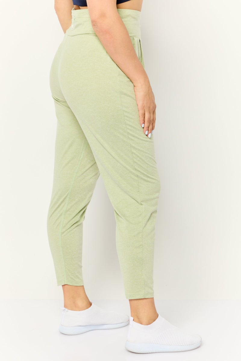 Beause Women Regular Fit Straight Leg Plain Jogger Pants, Sage Green - Image 4