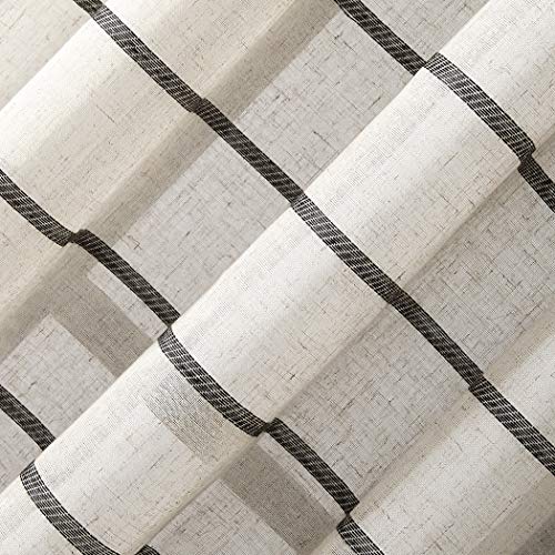 Clean Window ستارة شفافة مضادة للغبار والصداقة للحيوانات الأليفة بخطوط تويل نظيفة، 52" × 84، أسود/كتان - Image 4