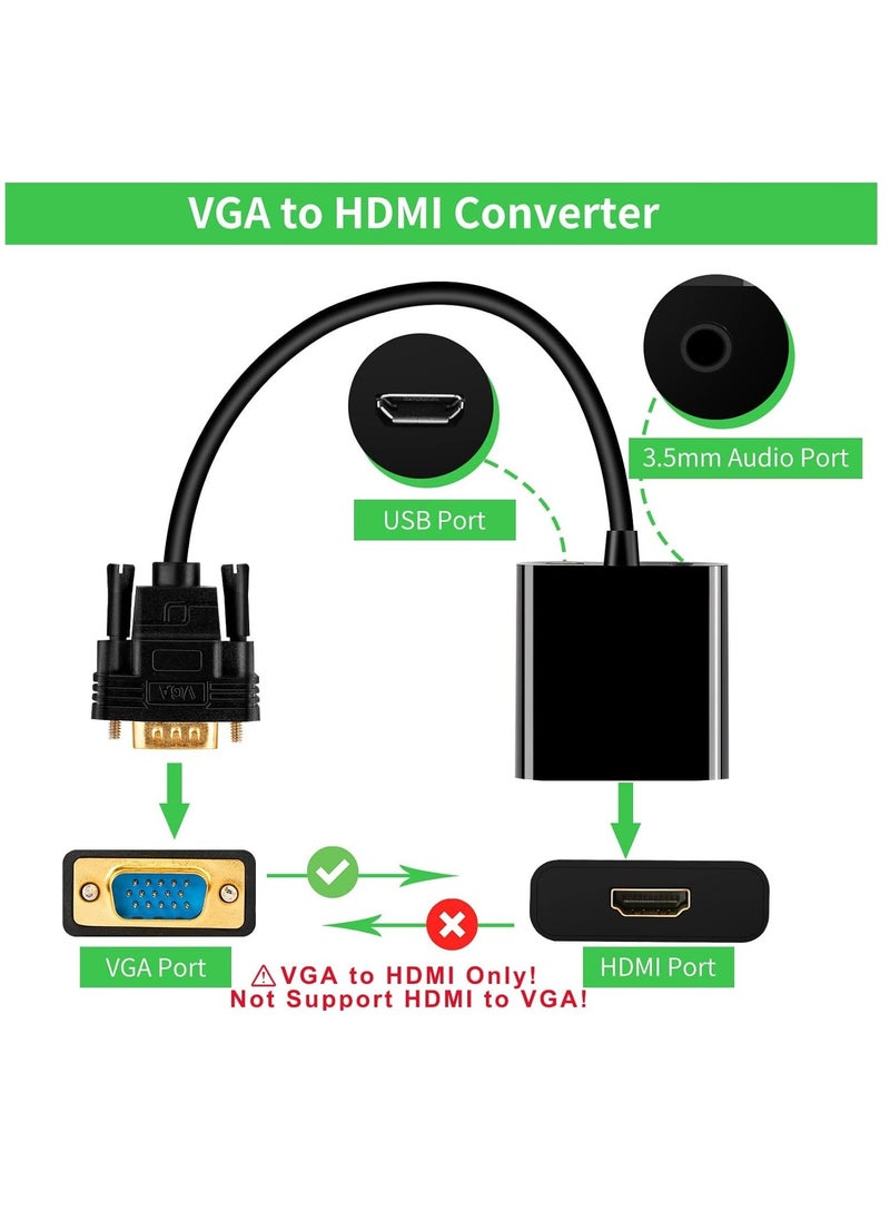 JAJEEK VGA to HDMI Converter 1080P VGA Male to HDMI Female Adapter for PC, Laptop, Desktop, Monitor, Projector, HD TV – High-Quality Video and Audio Output - Image 2