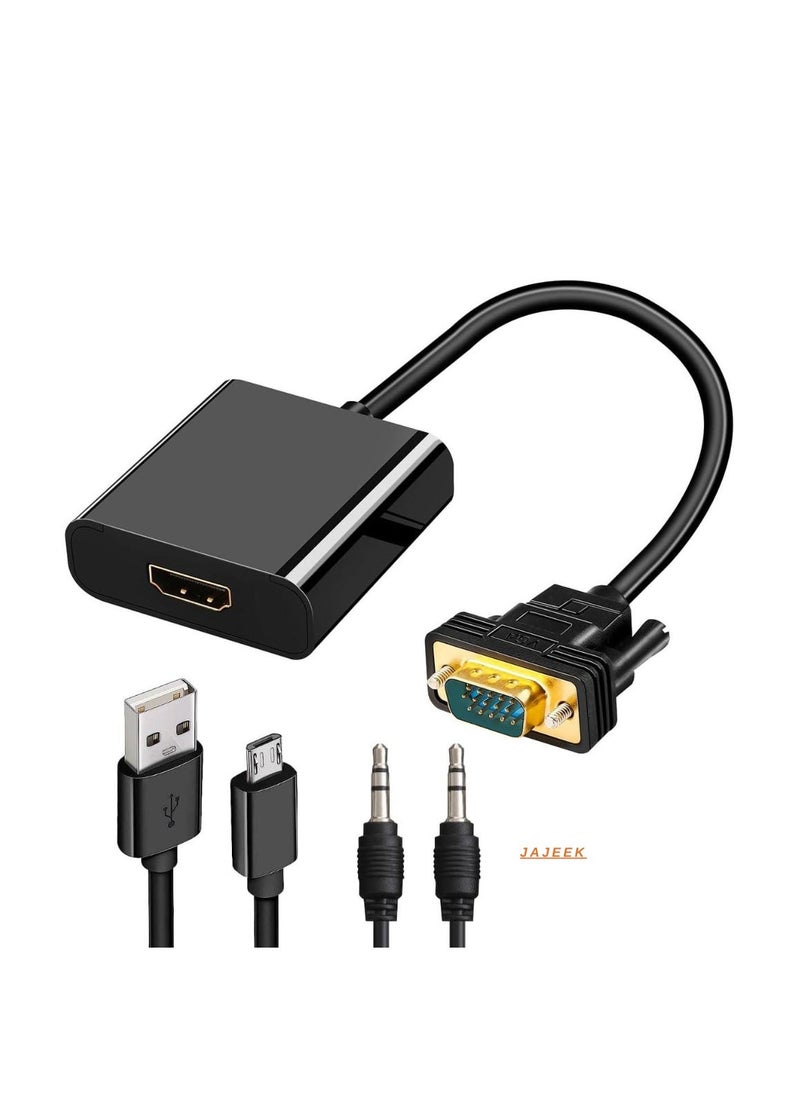 JAJEEK VGA to HDMI Converter 1080P VGA Male to HDMI Female Adapter for PC, Laptop, Desktop, Monitor, Projector, HD TV – High-Quality Video and Audio Output - Image 1