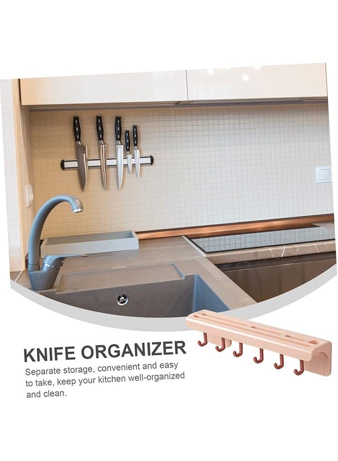 Kitchen Knife Rack, Wall-Mounted Knife Holder Kitchen Wall Shelf Heavy Duty Spoon Organizer, Cutlery Holder with 6 Hooks & Towel Rack, Multi-Purpose Knife Organizer for Kitchen, Restaurant - Image 3