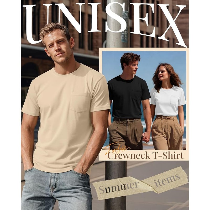 Ficerd 3 Pack Men's Big and Tall T-Shirt, Short Sleeve Pocket Basic Tee Crew Neck Lightweight Tops Solid Loose Fit Shirts - Image 4