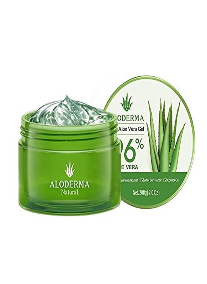 Aloderma Organic Pure Aloe Vera Gel Made With 96% Usda Organic Certified Aloe Vera Within 12 Hours Of Harvest (200G, 7.0 Oz) No Powder Concentrates Or Parabens Perfect For Everyday Use Suitable For All Skin Types No Sticky Residue Vegan And CrueltyFree EcoFriendly  - Image 1