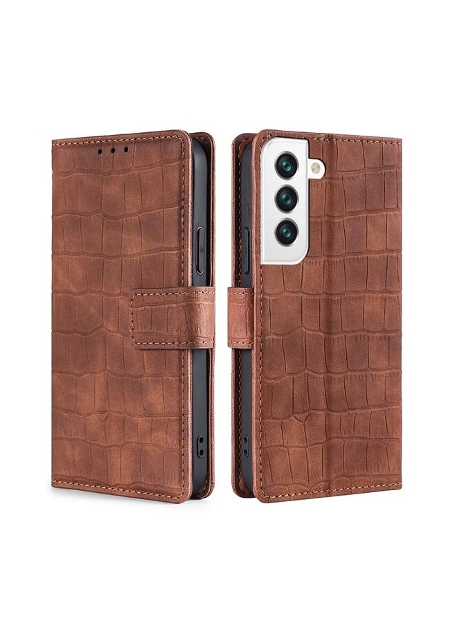 اس-توب جراب لهاتف Samsung Galaxy S22+ 5G بملمس جلد التمساح مع مشبك مغناطيسي وغطاء قلاب أفقي من البولي يوريثان مع حامل وفتحات للبطاقات ومحفظة - Image 1