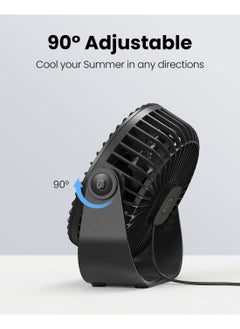 Gaiatop USB Desk Fan, 3 Speeds Portable Small Fan with Strong Airflow, 5.5 Inch Quiet Table Fan, 90° Rotate Personal Cooling Fan For Bedroom Home Office Desktop Travel (Black)  - Image 5