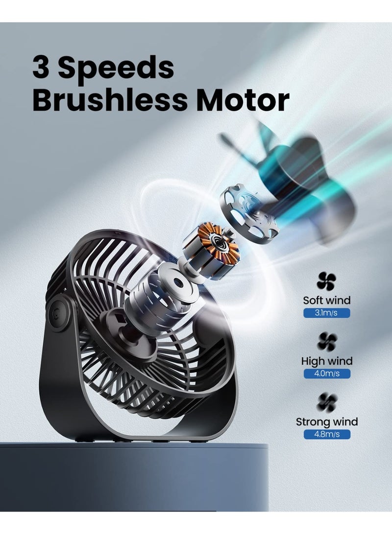 Gaiatop USB Desk Fan, 3 Speeds Portable Small Fan with Strong Airflow, 5.5 Inch Quiet Table Fan, 90° Rotate Personal Cooling Fan For Bedroom Home Office Desktop Travel (Black) - Image 4