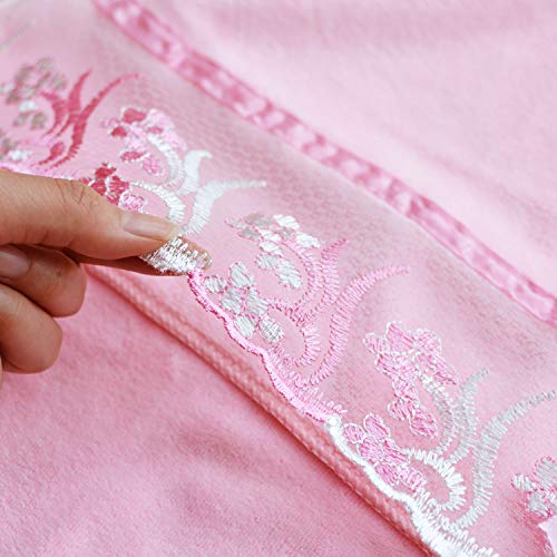 USTIDE 3 Pieces Pink Lace Bath Towels Set, Velvet Bath Towel Hand Towels Set (1 Bath Towel+2 Hand Towels) - Image 5