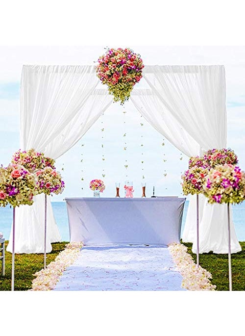 DUOBAO DUOBAO Chiffon Backdrop Curtain 10FTx10FT Shower Curtain White Tulle Backdrop for Wedding Sheer Curtains 2 Panels 59x120 Voile Fabric Drape for Party Stage Decoration 