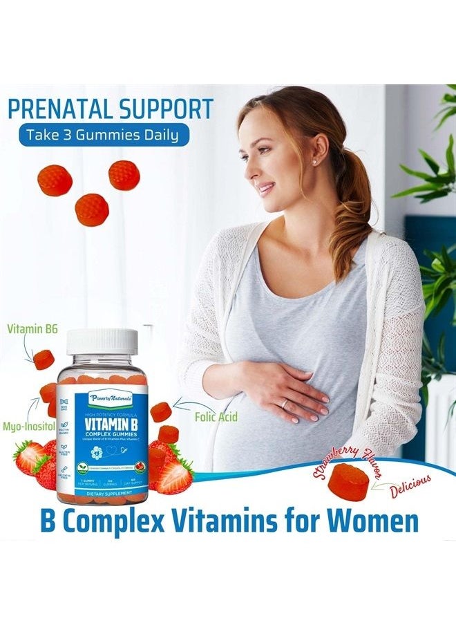 Power By Naturals - Vitamin B Complex Gummies - Boosted with B12, B7, B6, Niacin, B5, B8, and Folate with VIT C - Plant-Based B Complex Vitamins for Women & Men - 60 Count - Image 1