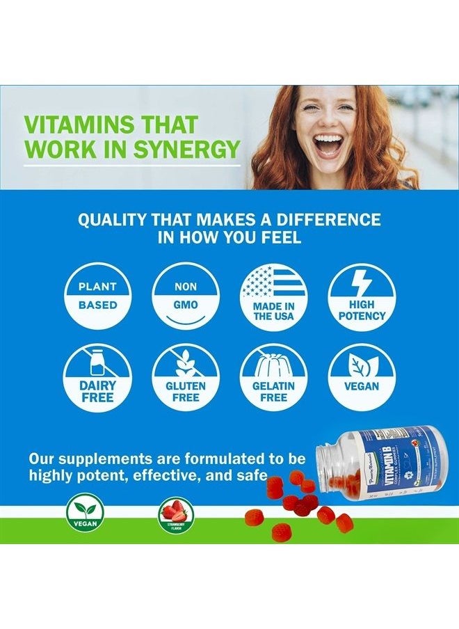 Power By Naturals - Vitamin B Complex Gummies - Boosted with B12, B7, B6, Niacin, B5, B8, and Folate with VIT C - Plant-Based B Complex Vitamins for Women & Men - 60 Count - Image 1