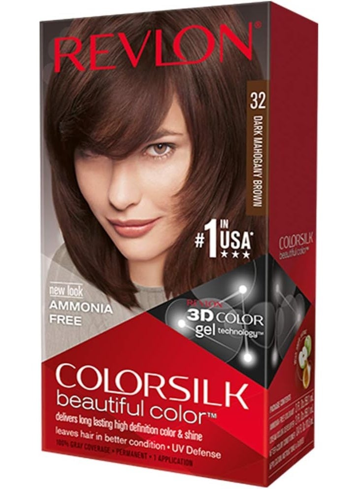 Revlon ColorSilk Hair Dye, 32 Dark Mahogany Brown - Image 1