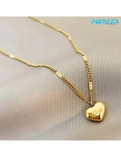 Trendy Heart Necklace, Wedding Aniversary Dinner Party Jewelry, Banquet And Birthday Gift for Girl Friend, Wife, Daughter, Mother, Gold Plated Stainless Steel Tiny Heart Pendant