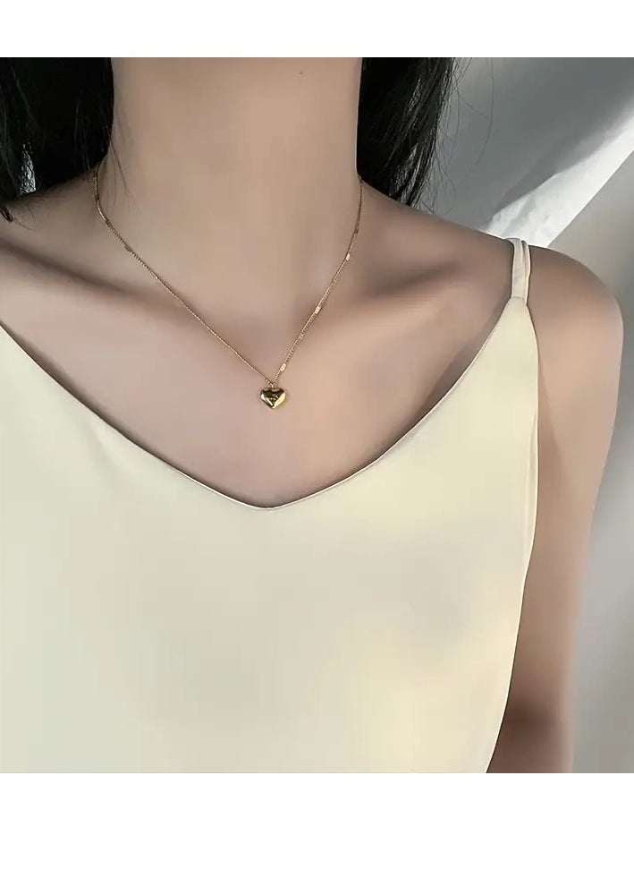 Generic - Trendy Heart Necklace, Wedding Aniversary Dinner Party Jewelry, Banquet And Birthday Gift for Girl Friend, Wife, Daughter, Mother, Gold Plated Stainless Steel Tiny Heart Pendant - Image 1