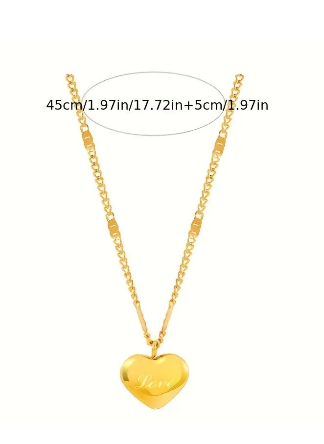 Generic - Trendy Heart Necklace, Wedding Aniversary Dinner Party Jewelry, Banquet And Birthday Gift for Girl Friend, Wife, Daughter, Mother, Gold Plated Stainless Steel Tiny Heart Pendant - Image 1