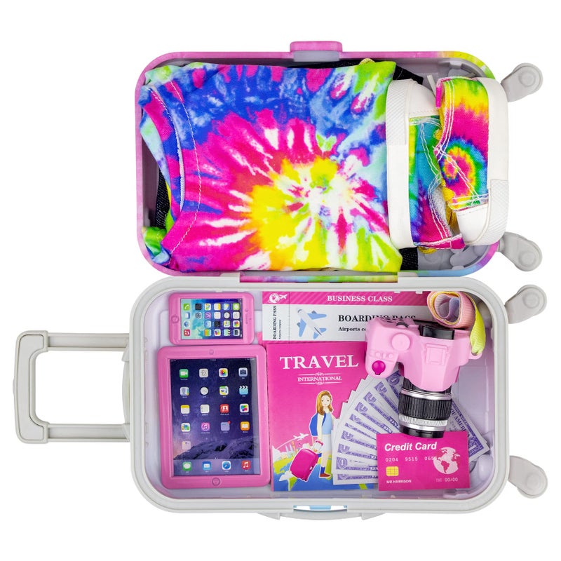 Ecore Fun 18 inch Girl Doll Accessories Suitcase Travel Luggage Play Set - Girl 18"" Doll Travel Carrier Storage  Including Suitcase Clothes Camera Cell Phone Shoes ect - Image 4