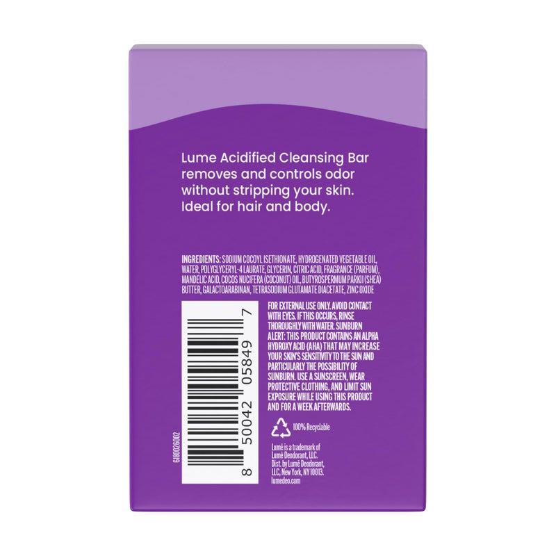 لومي Acidified Body Cleansing Bar - 24 Hour Odor Control - Removes Odor Better than Soap - Moisturizing Formula - Formulated Without SLS and Parabens - OB/GYN Developed - 5 ounce (Lavender Sage) - Image 5