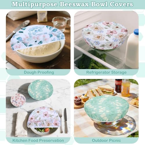 Revahope 5-Size Reusable Beeswax Bowl Covers for Bread Proofing, Cotton Cloth Flexible Beeswax Wraps for Sourdough Bread Cover and Food Storage - Image 5