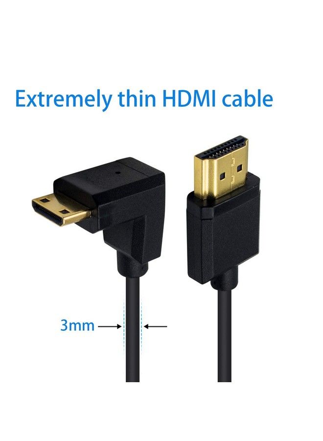 Duttek Mini Hdmi To Standard Hdmi Cable Hdmi To Mini Hdmi Cable Ultrathin Down Angled 90 Degree Mini Hdmi Male To Hdmi Male Cable Support 4K Ultra Hd 1080P 3D(Hdmi 2.0) (15Cm 6 Inch) - Image 4