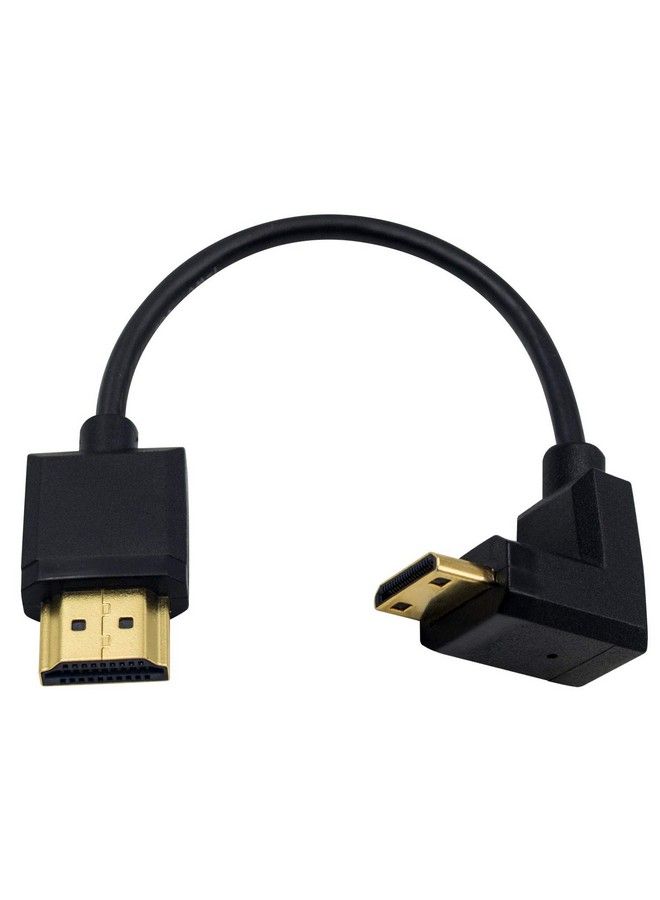 Duttek Mini Hdmi To Standard Hdmi Cable Hdmi To Mini Hdmi Cable Ultrathin Down Angled 90 Degree Mini Hdmi Male To Hdmi Male Cable Support 4K Ultra Hd 1080P 3D(Hdmi 2.0) (15Cm 6 Inch) - Image 2