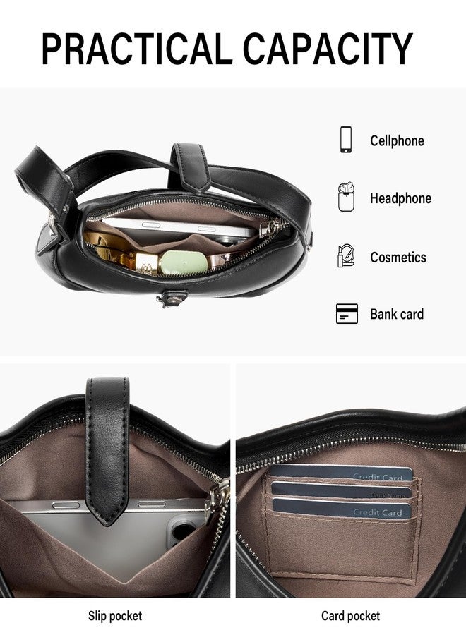 CLUCI حقيبة كتف CLUCI للنساء، حقائب صغيرة من جلد نباتي ناعم مع حزام قابل للتعديل، حقائب هوبو أنيقة - Image 4