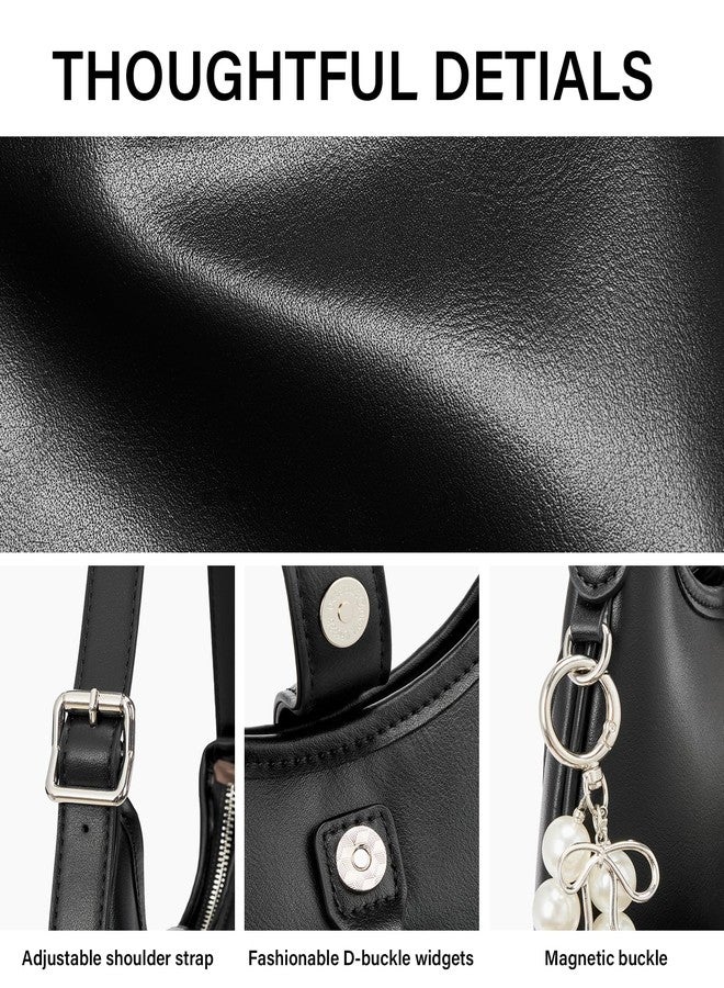 CLUCI حقيبة كتف CLUCI للنساء، حقائب صغيرة من جلد نباتي ناعم مع حزام قابل للتعديل، حقائب هوبو أنيقة - Image 5