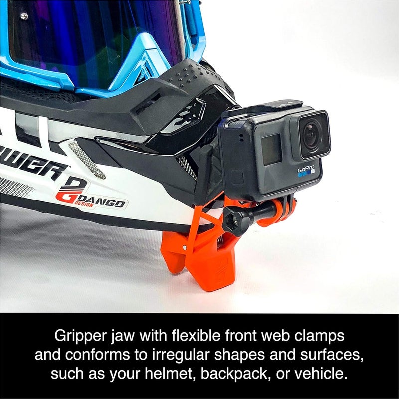Dango Design Gripper Mount for GoPro/Osmo/Insta360 | Universal Helmet Clamp Mount for Action Cameras | Dirtbike, Motocross, Enduro, Motorcycle, and ATV Helmets | Action Orange - Image 4