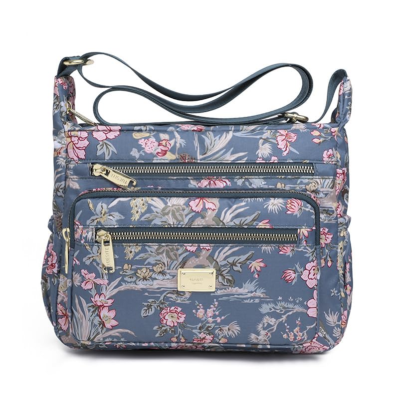PALAY® Crossbody Bag for Women Nylon Shoulder Bag Floral Multi-Pocket Purse - Image 1