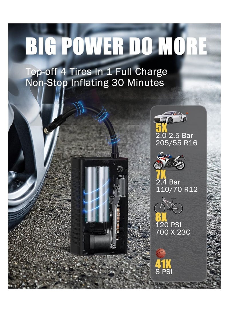 Air Compressor Portable Cordless Tire Pump Air Compressor DC 12V Tire Inflator with HD Digital Display Emergency LED Light - Image 3