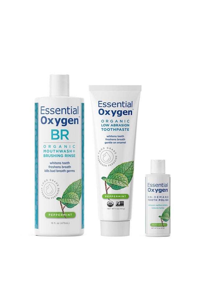 Essential Oxygen Essential Oxygen Pristine Protocol A 3-Step System (1. Rinse 2. Brush 3. Polish) for Your Best Smile Ever, 3 Count, Combo Pack  - Image 1