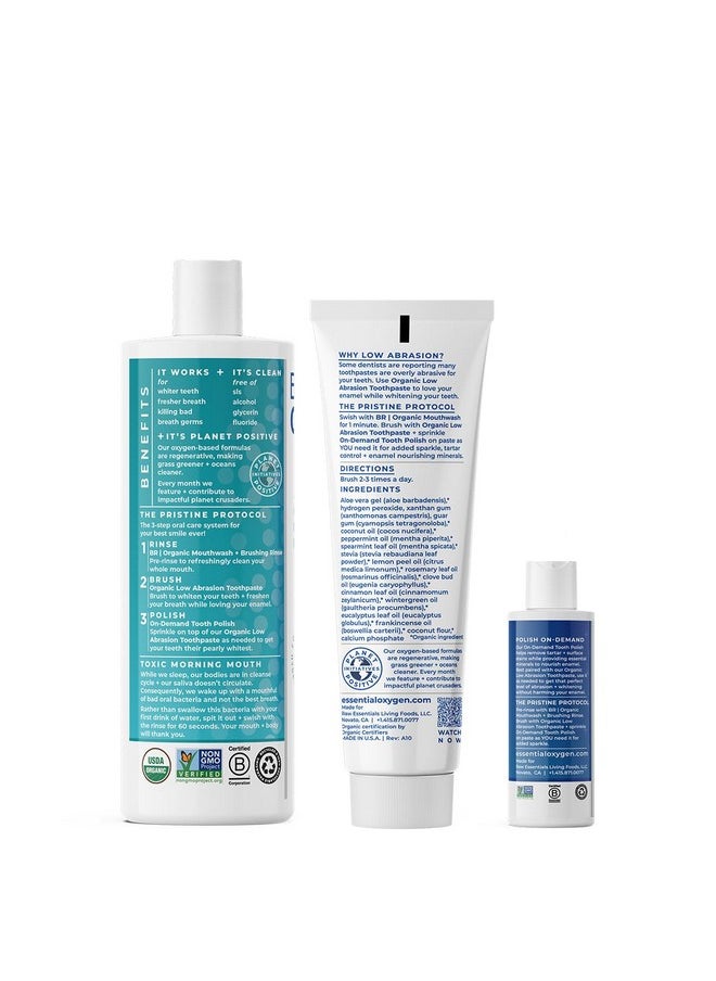Essential Oxygen Essential Oxygen Pristine Protocol A 3-Step System (1. Rinse 2. Brush 3. Polish) for Your Best Smile Ever, 3 Count, Combo Pack  - Image 2