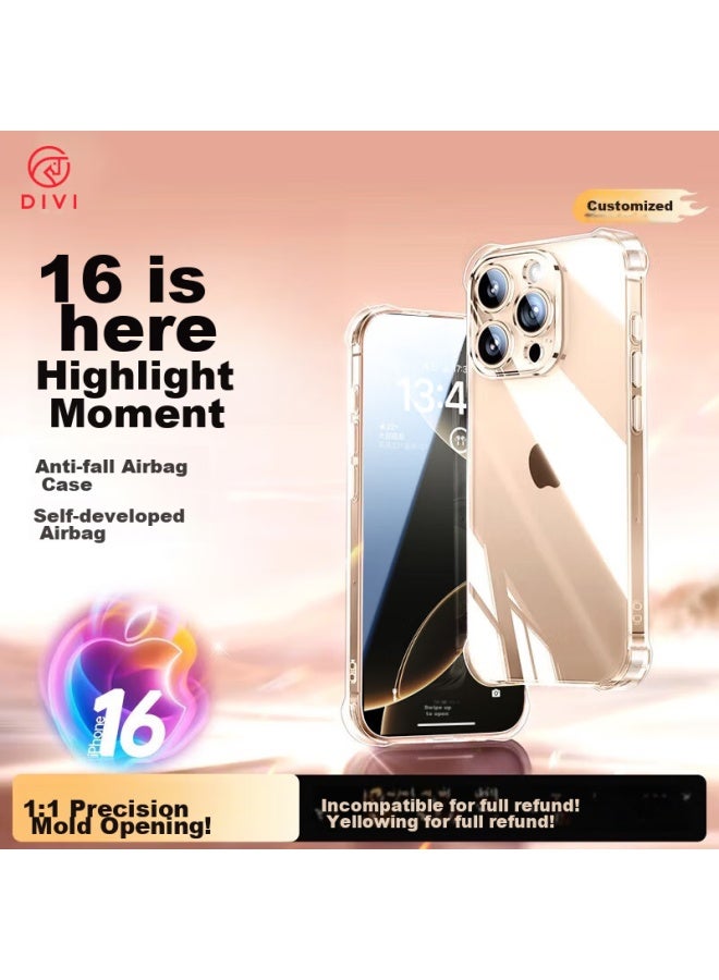 Divi Phone Case For Apple 16 Pro, Iphone 16 Pro Protective Cover, Air Cushion Shockproof Ultra-thin Full Lens Protection Silicone Soft Case With Large Air Cushion - Image 1