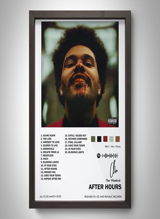 ملصق ألبوم The Weeknd After Hours مؤطر | ديكور جداري لغلاف الألبوم | مقاس 12×18 بوصة (A3) | إطار صور جداري لغرفة النوم، غرفة المعيشة، والمكتب | ملصقات موسيقية للمعجبين وهواة الجمع - Image 1