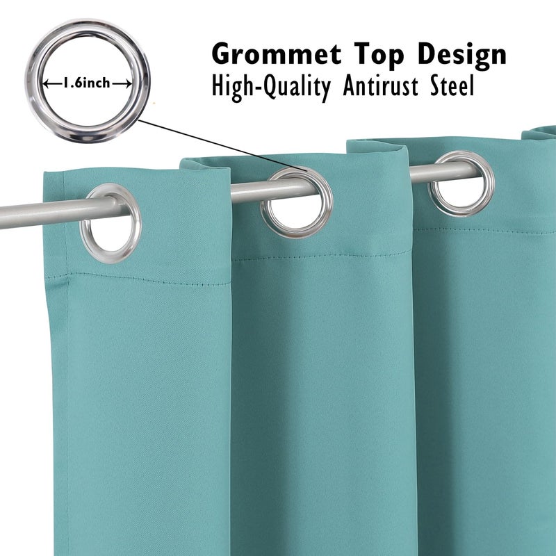 ChrisDowa Blackout Curtains 90 inches Long for Bedroom - 2 Panels Set Grommet Thermal Insulated Room Darkening Curtains for Living Room (Aqua  52 x 90 Inch) - Image 2