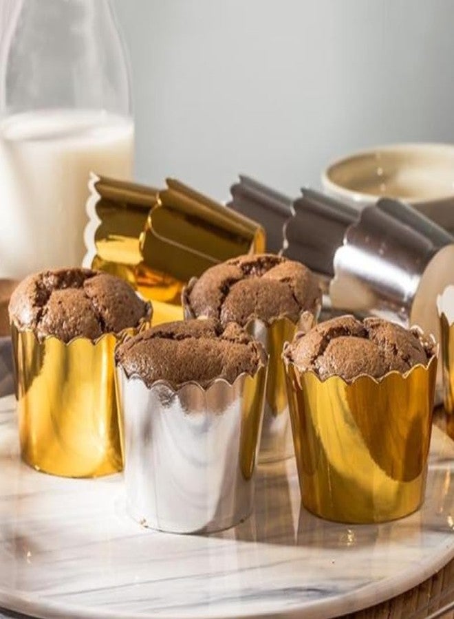 Dodxiaobeul 50 Pcs Gold Cupcake Liners 6 oz Foil Baking Cups Disposable Cupcake Wrappers Holders Muffin Liners,for Party Wedding Birthday Valentine - Image 5