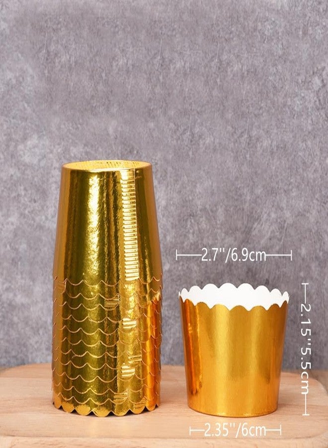 Dodxiaobeul 50 Pcs Gold Cupcake Liners 6 oz Foil Baking Cups Disposable Cupcake Wrappers Holders Muffin Liners,for Party Wedding Birthday Valentine - Image 2