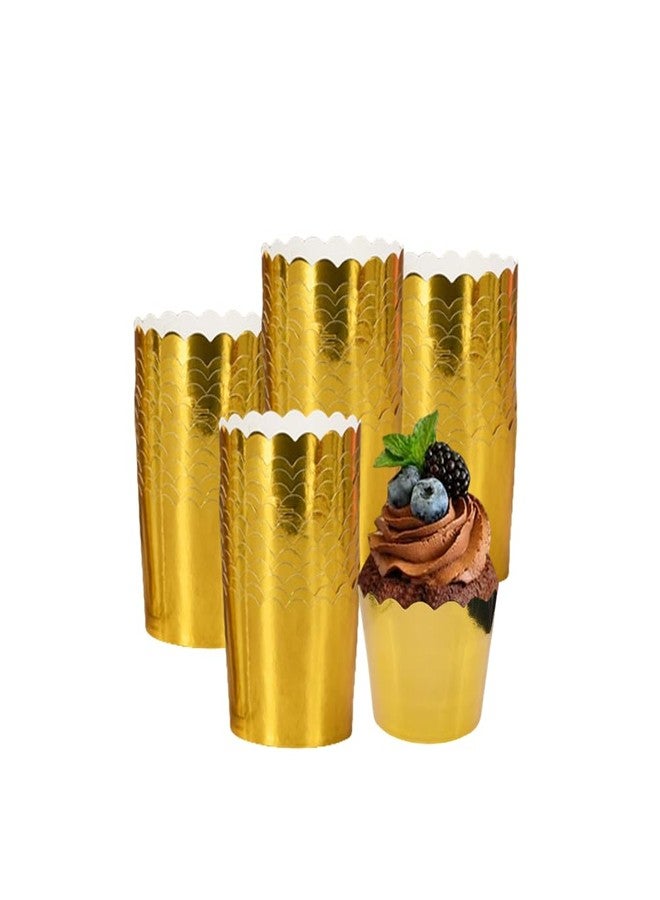 Dodxiaobeul 50 Pcs Gold Cupcake Liners 6 oz Foil Baking Cups Disposable Cupcake Wrappers Holders Muffin Liners,for Party Wedding Birthday Valentine - Image 1